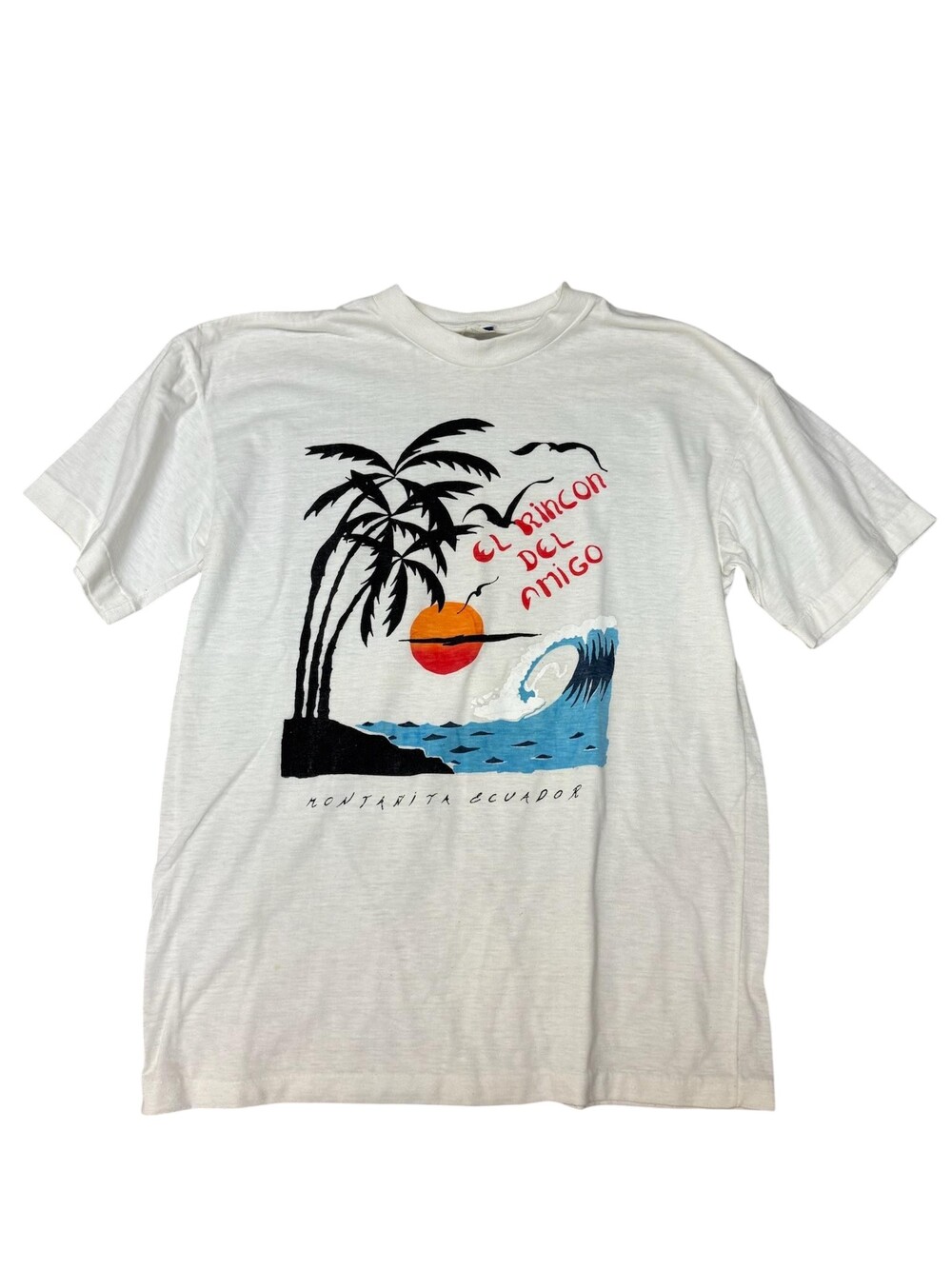 Vintage Ocean Pacific Shirt Mens XL White Montanita Ecuador Beach Graphic Tee